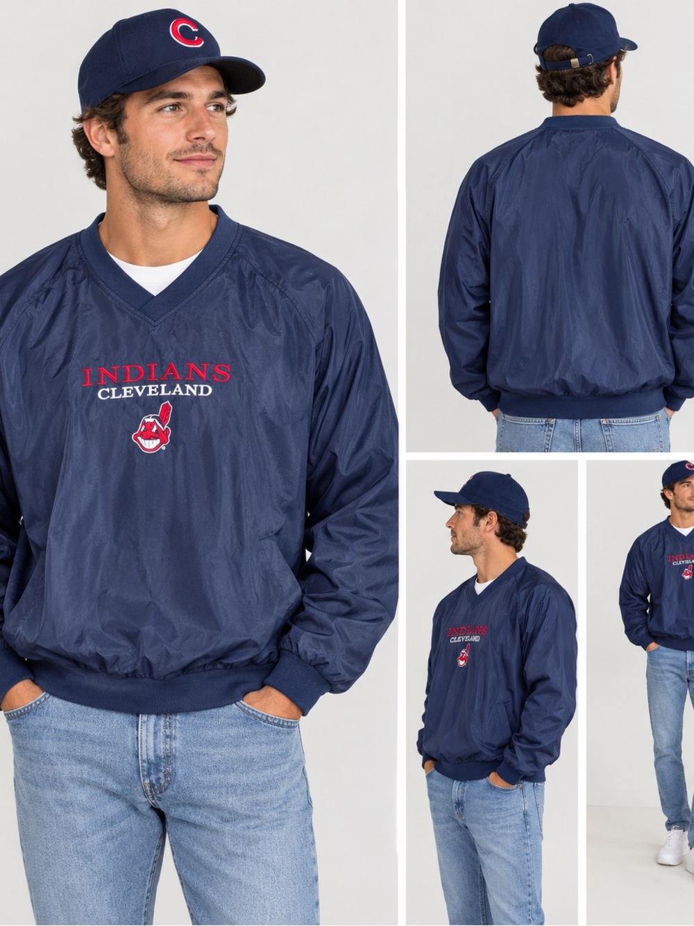 Vintage Cleveland Indians Pro Player Jacket Men's XL Windbreaker Chief Wahoo